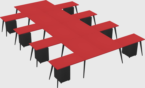Shared l-shaped office desk system