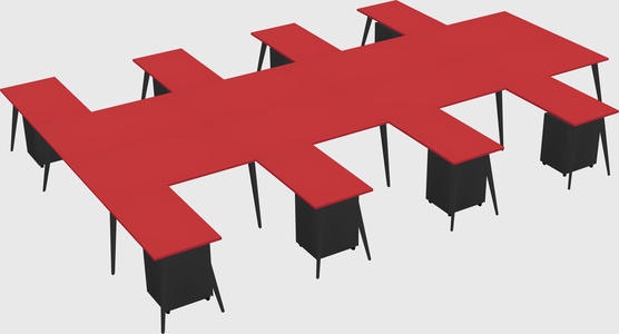 Shared l-shaped office desk system