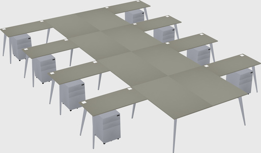 Shared l-shaped office desk system