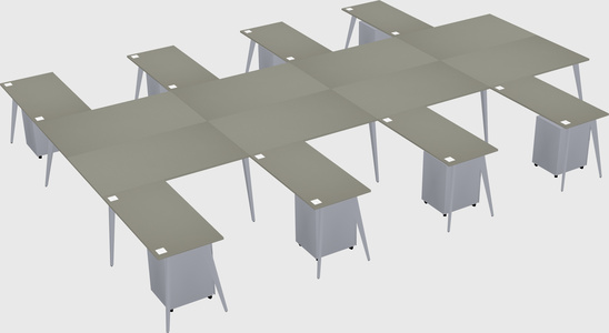 Shared l-shaped office desk system