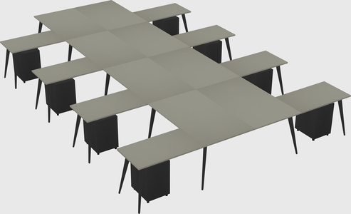 Shared l-shaped office desk system