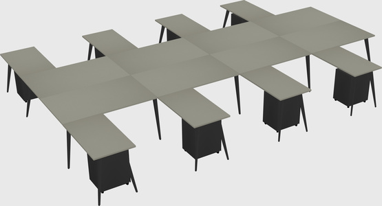 Shared l-shaped office desk system