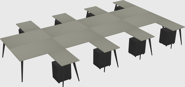 Shared l-shaped office desk system