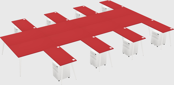Shared l-shaped office desk system