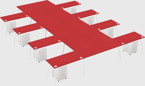 Shared l-shaped office desk system