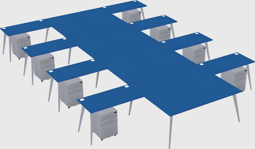 Shared l-shaped office desk system