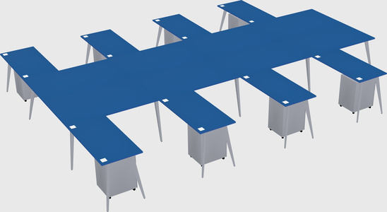 Shared l-shaped office desk system