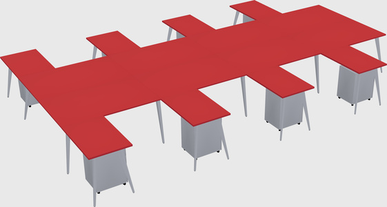 Shared l-shaped office desk system