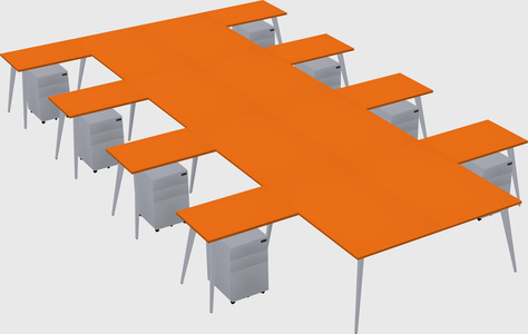Shared l-shaped office desk system