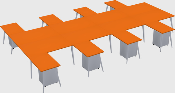 Shared l-shaped office desk system