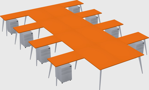 Shared l-shaped office desk system
