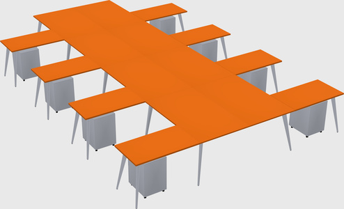 Shared l-shaped office desk system