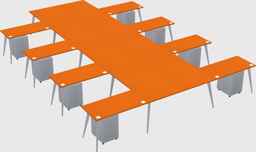 Shared l-shaped office desk system