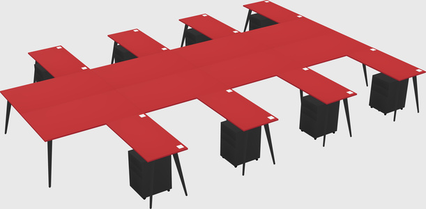 Shared L-shaped Office Desk System