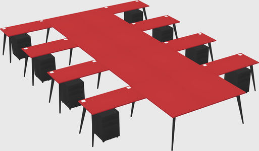Shared l-shaped office desk system