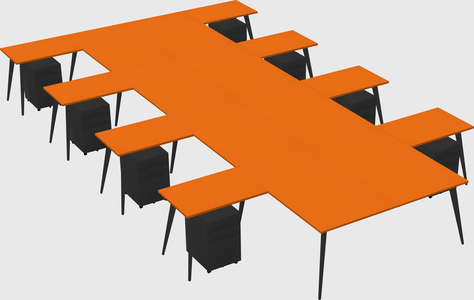 Shared l-shaped office desk system