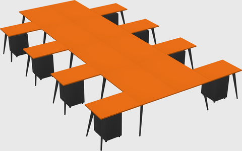 Shared l-shaped office desk system