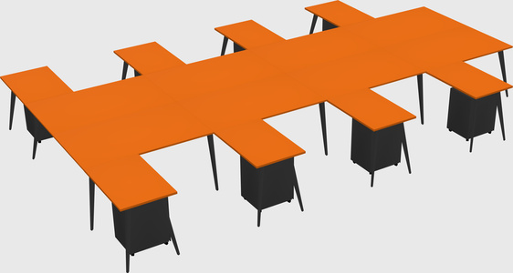 Shared l-shaped office desk system