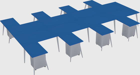Shared l-shaped office desk system