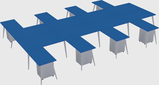 Shared l-shaped office desk system