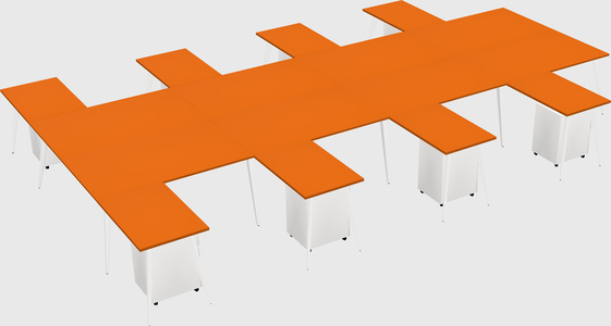Shared l-shaped office desk system