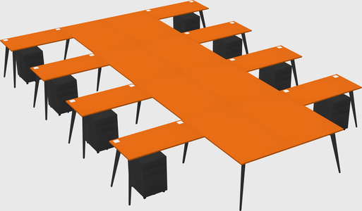 Shared l-shaped office desk system