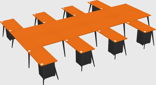 Shared l-shaped office desk system