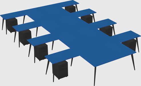 Shared l-shaped office desk system