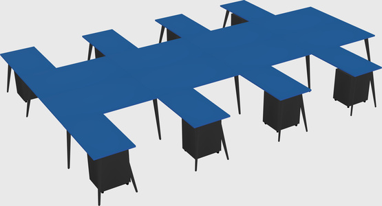 Shared l-shaped office desk system