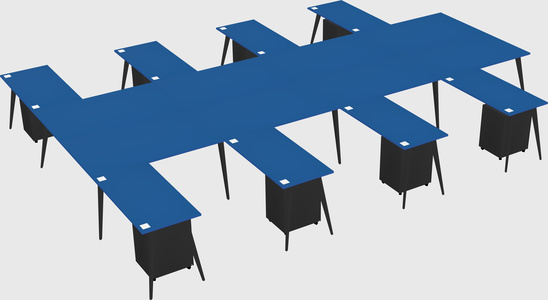Shared l-shaped office desk system