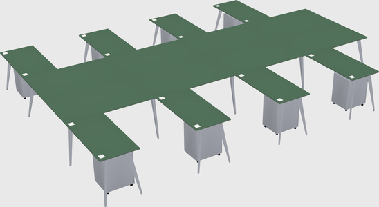 Shared l-shaped office desk system