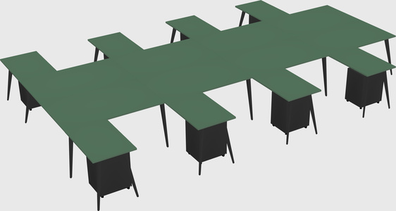 Shared l-shaped office desk system