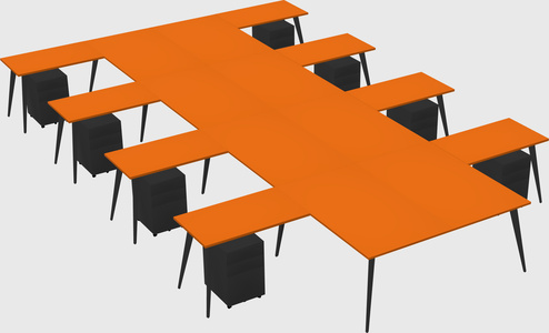 Shared l-shaped office desk system