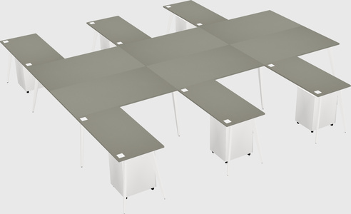 Shared l-shaped office desk system