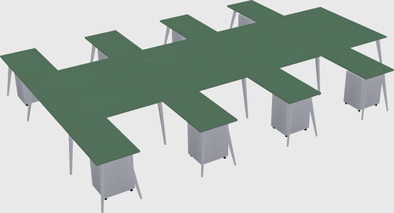 Shared l-shaped office desk system