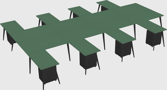 Shared l-shaped office desk system