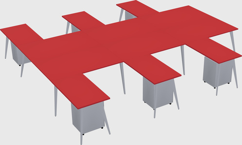 Shared l-shaped office desk system