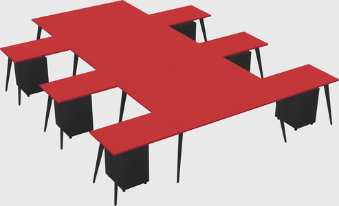 Shared l-shaped office desk system
