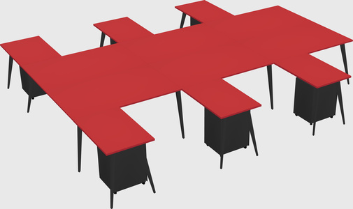 Shared l-shaped office desk system