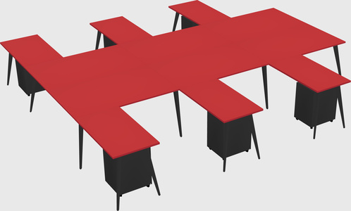 Shared l-shaped office desk system