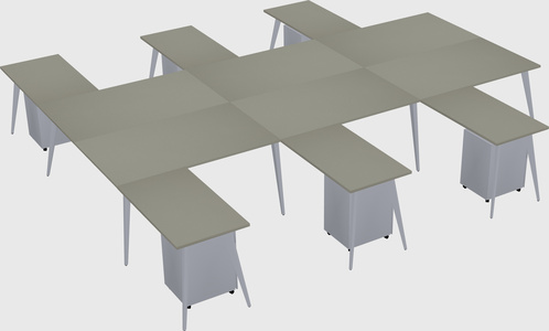 Shared l-shaped office desk system