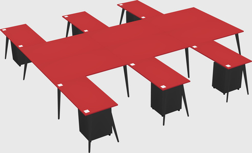 Shared l-shaped office desk system