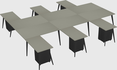 Shared l-shaped office desk system