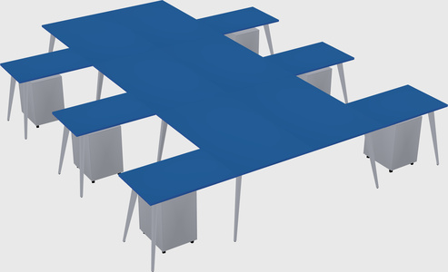 Shared l-shaped office desk system