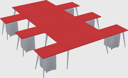 Shared l-shaped office desk system