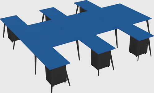 Shared l-shaped office desk system