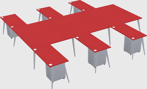 Shared l-shaped office desk system