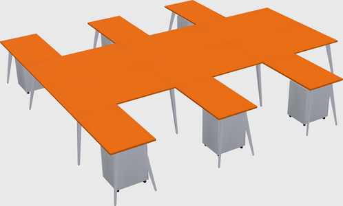 Shared l-shaped office desk system