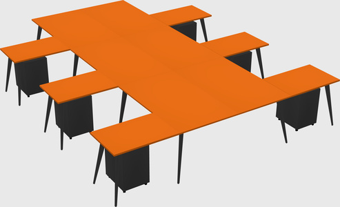 Shared l-shaped office desk system