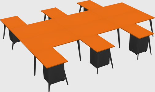 Shared l-shaped office desk system